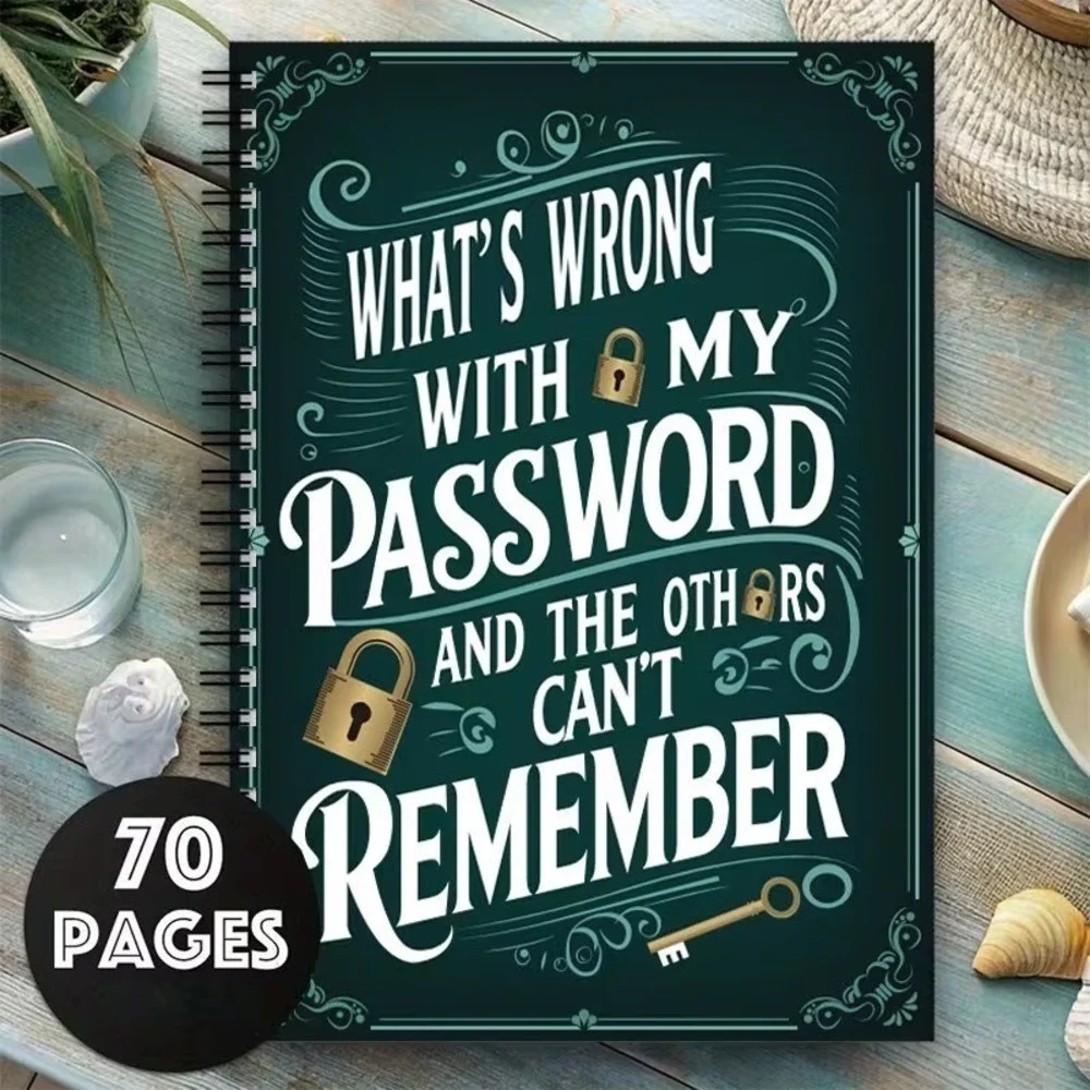 Password Notebook Spiral Log Book 70 Pages Login Organizer Green Key Journal